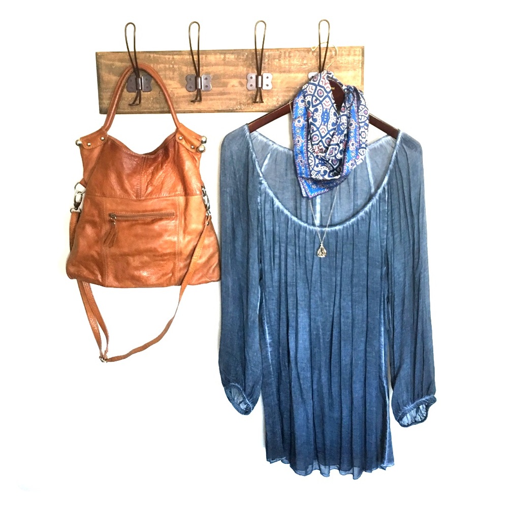 Anthropologie boho chambray top